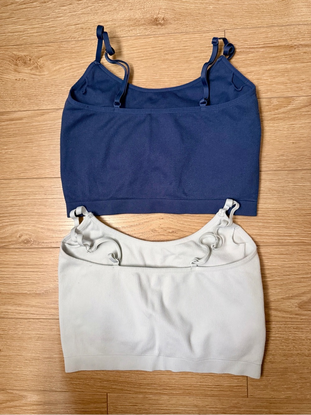 STREETWEAR SOCIETY - Ribbed Strappy Crop Tops Sports Bra (x2)- Navy & White - Picture 2 of 5